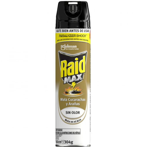 Insecticida Cucarachas y Arañas Raid Max Sin Olor X 360 Ml