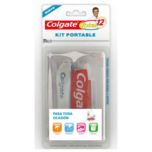 Kit Portable Crema Dental + Cepillo Dental Colgate Total 12  X 1 U