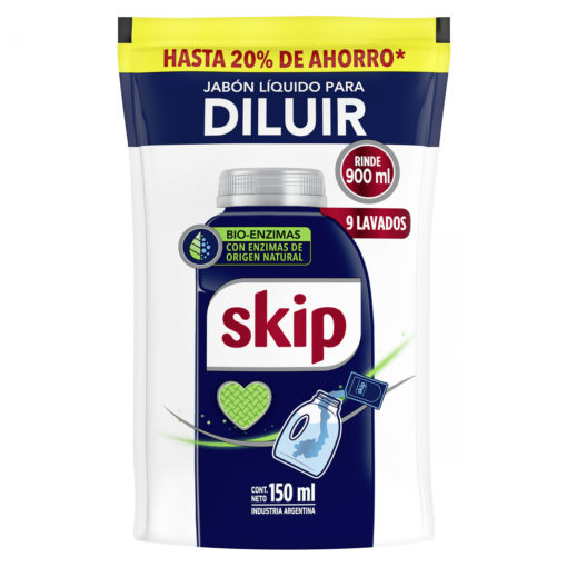 Jabón Líquido para Ropa Skip Para Diluír Con Bioenzimas X 150 Ml