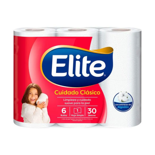 Papel Higiénico Elite  Hoja Simple 30 Metros X 6 U