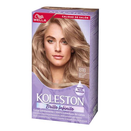 Tintura Permanente en Kit Koleston Brillo Infinito 81 Rubio Claro Brillante Perlado X 1 U
