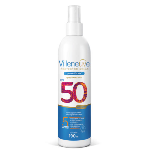 Protector Solar en Spray Villeneuve  Efecto Seco FPS 50 X 190 Ml - Imagen 2