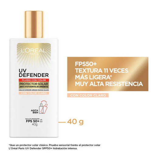 Protector Solar Facial L'Oreal París UV Defender Tono Claro FPS 50+ X 40 Gr - Imagen 3