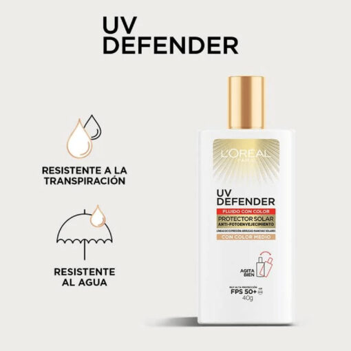Protector Solar Facial L'Oreal París UV Defender Tono Medio FPS 50+ X 40 Gr - Imagen 3