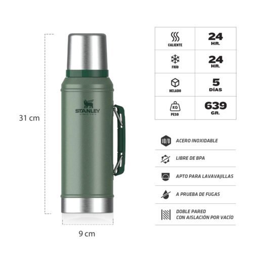 Termo Stanley The Legendary Verde Medium X 0.94 Lt - Imagen 2