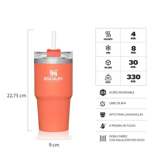 Vaso Térmico Tumbler Stanley Adventure Series Coral X 590 Ml - Imagen 2