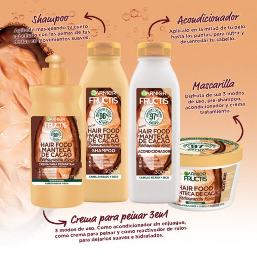 Acondicionador Garnier Fructis Hair Food Manteca de Cacao X 300 Ml - Imagen 4