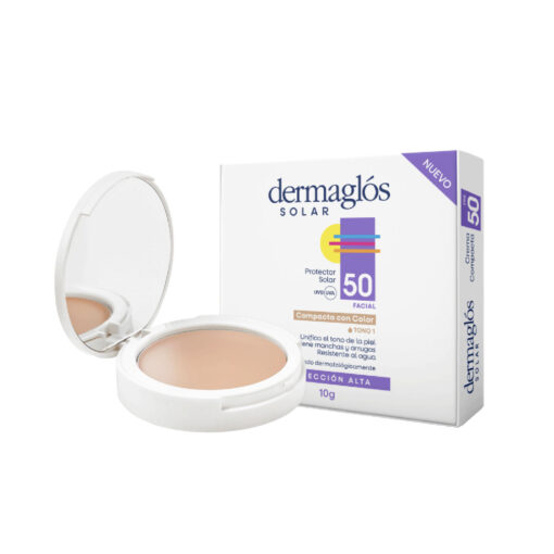 Protector Solar Facial Compacto Dermaglós  FPS 50 Tono 1 X 10 Gr