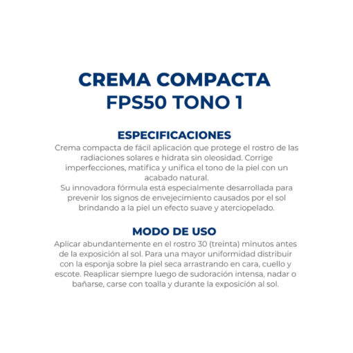 Protector Solar Facial Compacto Dermaglós  FPS 50 Tono 1 X 10 Gr - Imagen 3