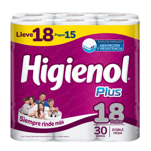 Papel Higiénico Higienol Plus Doble Hoja 30 M X 18 U