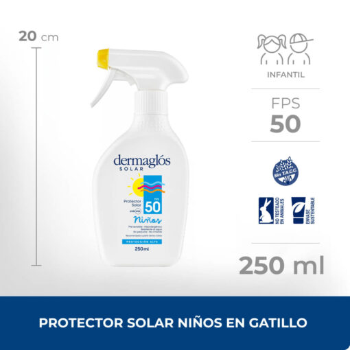 Protector Solar Spray Dermaglos Niños FPS 50 X 250 Ml - Imagen 2