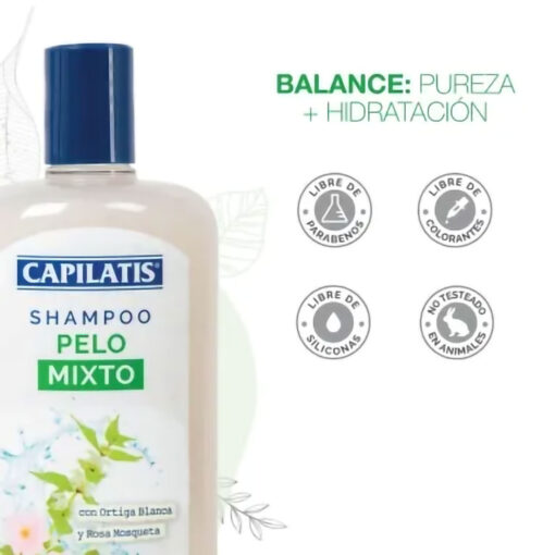Shampoo Capilatis Pelo Mixto Ortiga Blanca Rosa Mosqueta X 420 Ml - Imagen 3