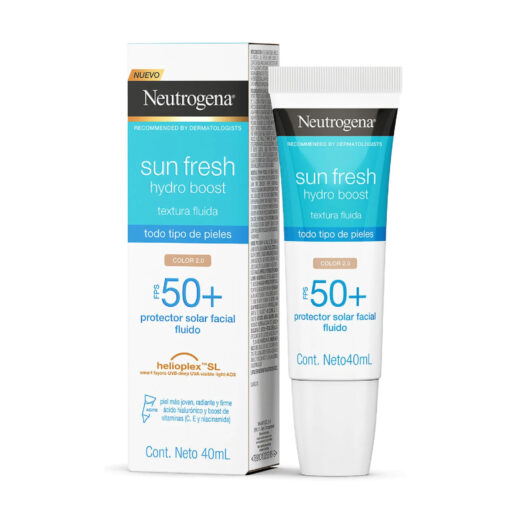 Protector Solar Facial Fluido Neutrogena Hydro Boost FPS +50 Color 2.0 X 40 Ml