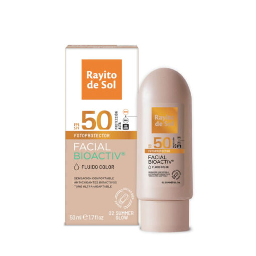 Protector Facial Fluido Rayito de Sol Bioactiv Fps 50 Summer Glow Tono 2 X 50 Ml