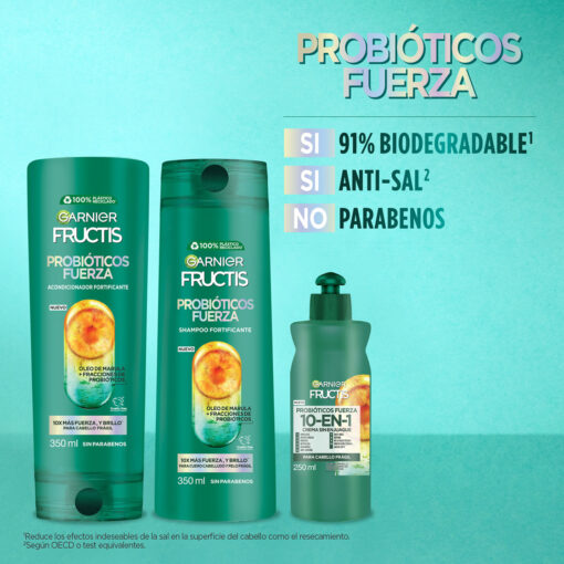 Crema para Peinar Garnier Fructis Probióticos Fuerza X 250 Ml - Imagen 8