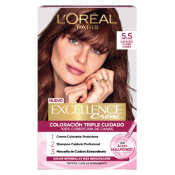 Tintura Permanente en Kit Loreal Paris Excellence 5.5 Castaño Claro Caoba X 1 U
