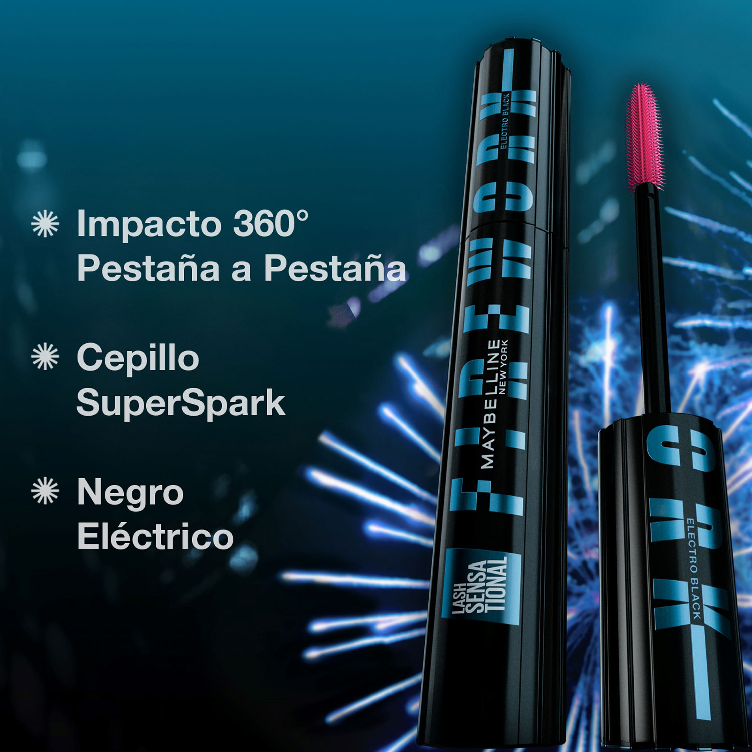 Máscara de Pestañas Maybelline Lash Sensational Firework Electro Black X 10 Gr - Imagen 4