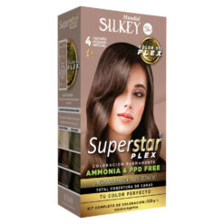 Tintura Permanente En Kit Silkey Superstar Plex 4 Castaño Mediano Natural X 1 U