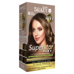 Tintura Permanente En Kit Silkey Superstar Plex 6 Rubio Oscuro Natural X 1 U