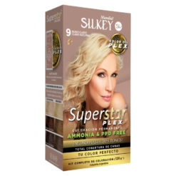 Tintura Permanente En Kit Silkey Superstar Plex 9 Rubio Claro Claro Natural X 1 U