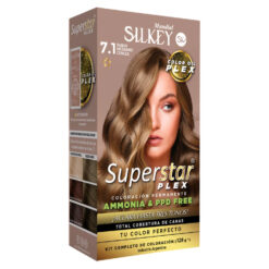 Tintura Permanente En Kit Silkey Superstar Plex 7,1 Rubio Mediano Ceniza X 1 U