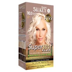 Tintura Permanente En Kit Silkey Superstar Plex 10,1 Aclarante Ceniza X 1 U