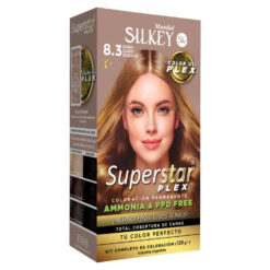 Tintura Permanente En Kit Silkey Superstar Plex 8,3 Rubio Claro Dorado X 1 U