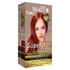 Tintura Permanente En Kit Silkey Superstar Plex 7,44 Rubio Mediano Cobrizo Intenso X 1 U