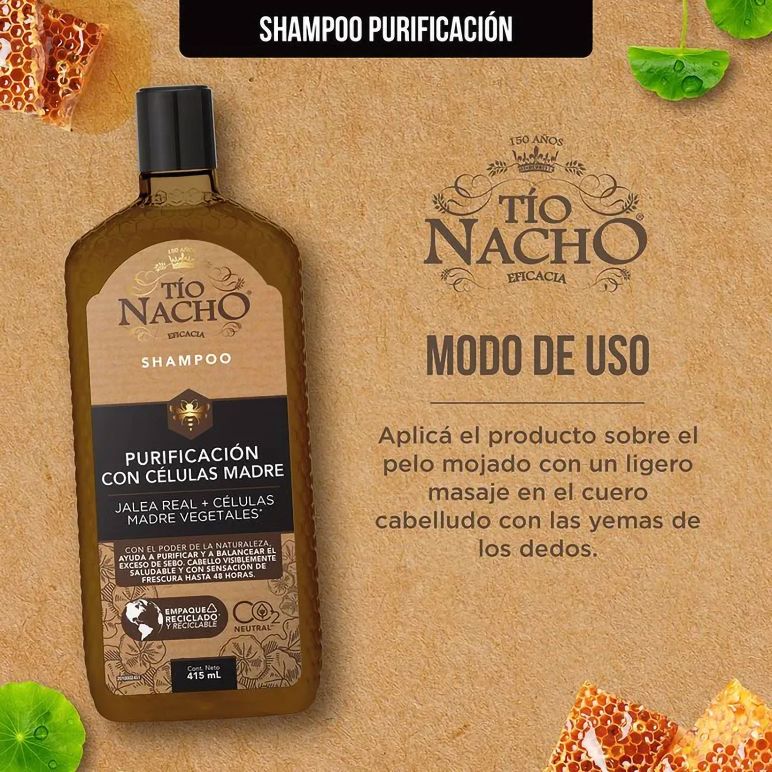 Shampoo Tio Nacho Purificacion Con Celulas Madres X 415 Ml - Imagen 5