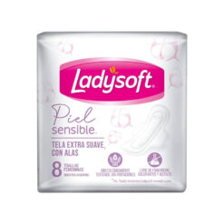 Toallitas Ladysoft Piel Sensible Tela Extra Suave Con Alas X 8 U