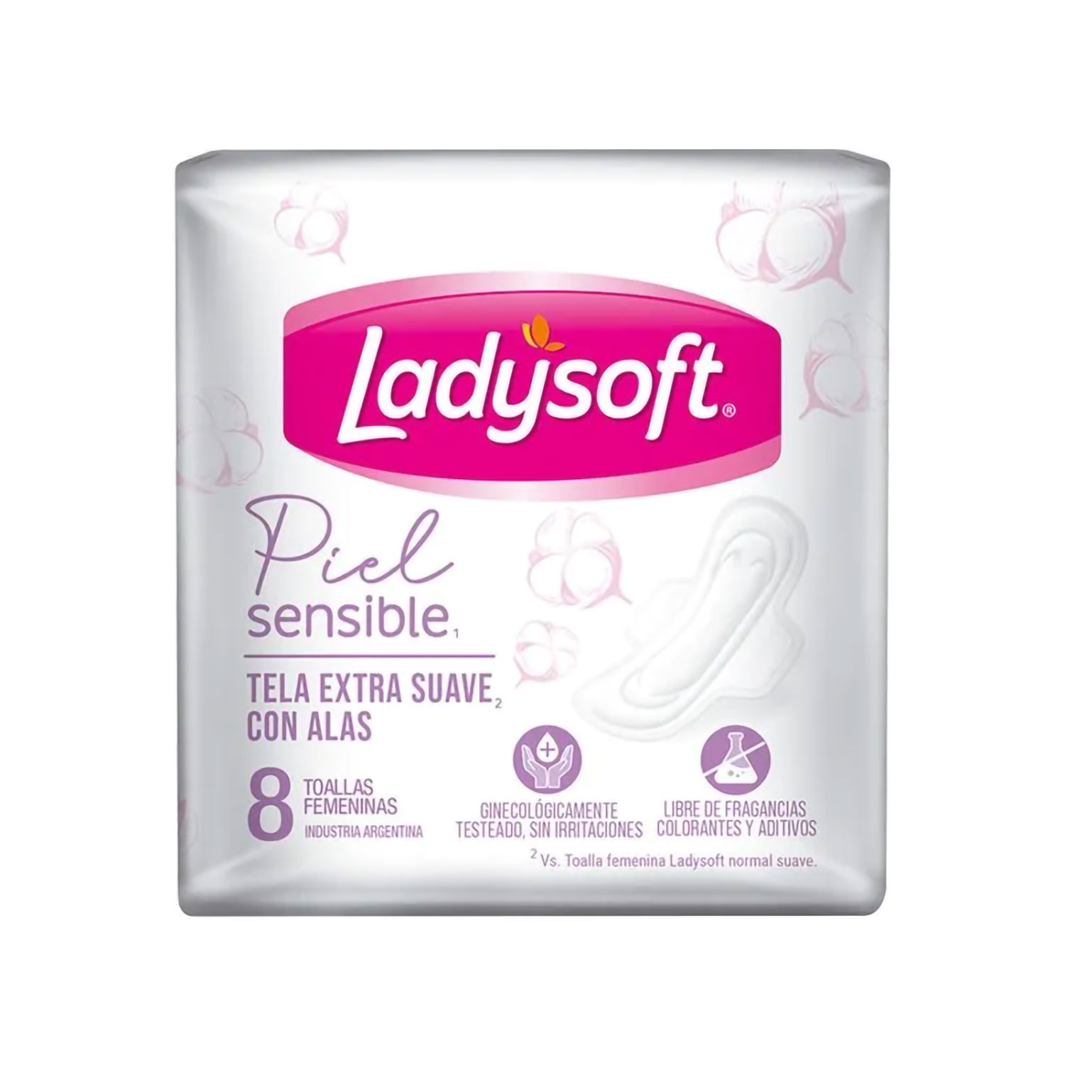 Toallitas Ladysoft Piel Sensible Tela Extra Suave Con Alas X 8 U