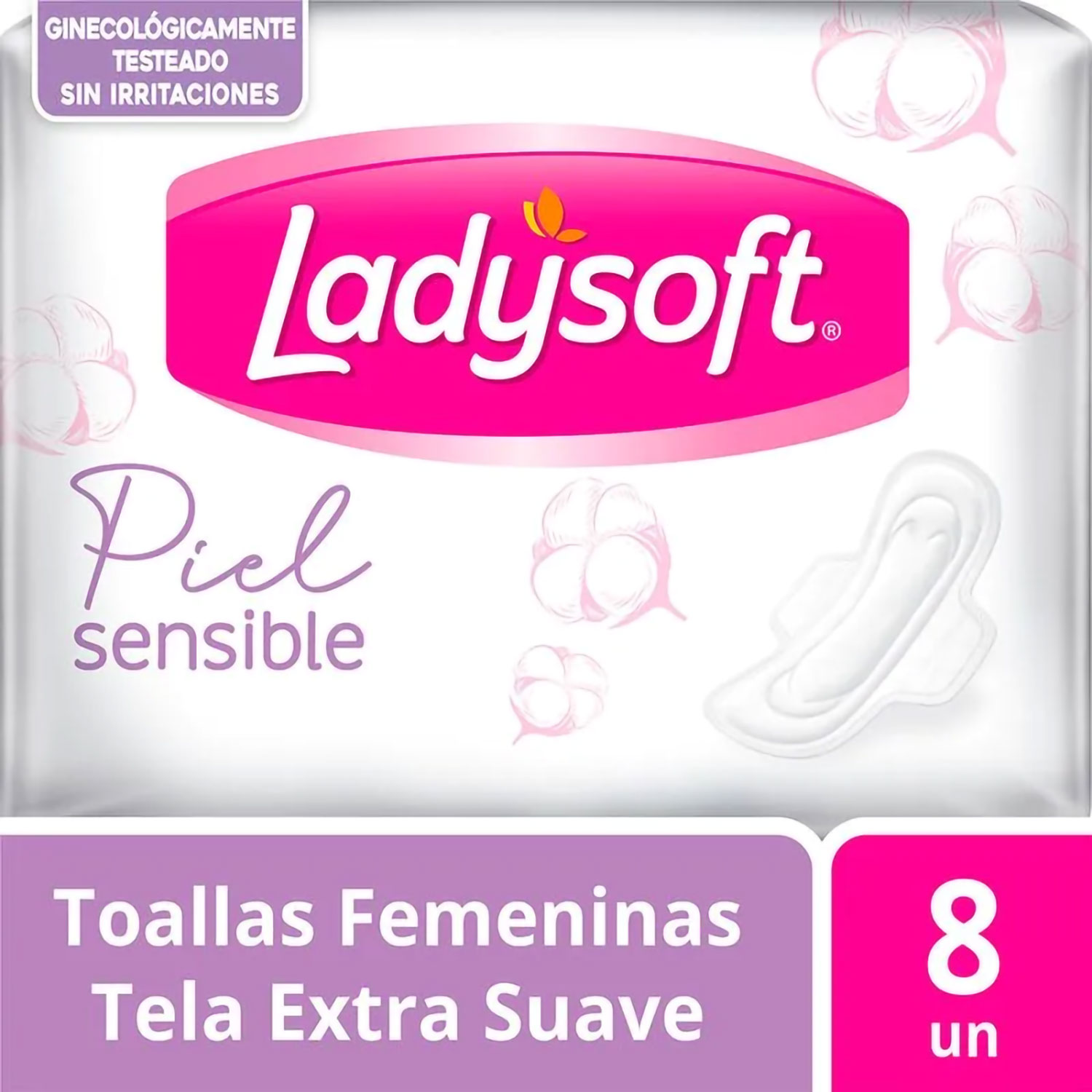 Toallitas Ladysoft Piel Sensible Tela Extra Suave Con Alas X 8 U - Imagen 2