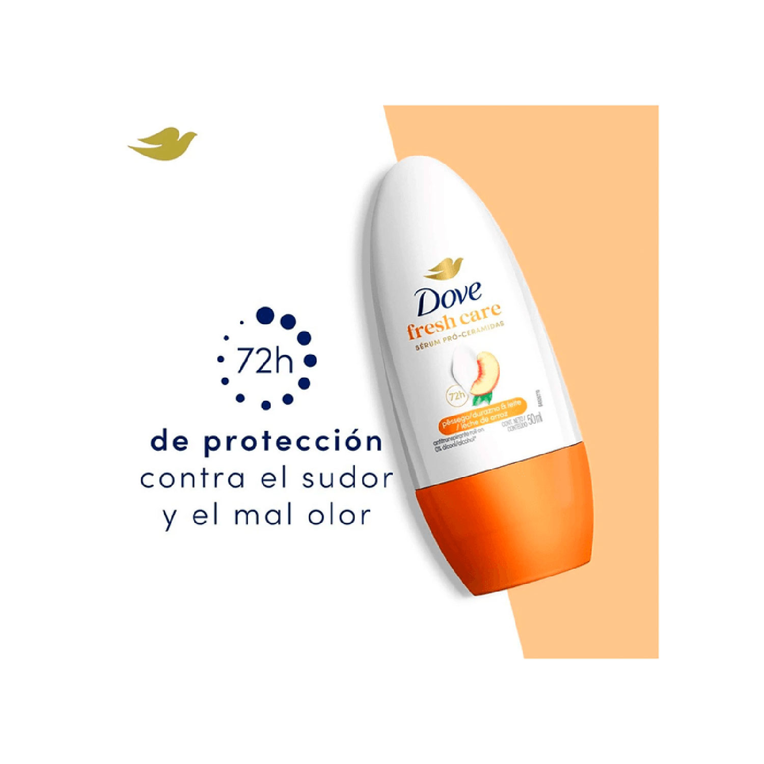 Antitranspirante Roll On Dove Fresh Care Durazno & Leche de Arroz X 50 Ml - Imagen 2
