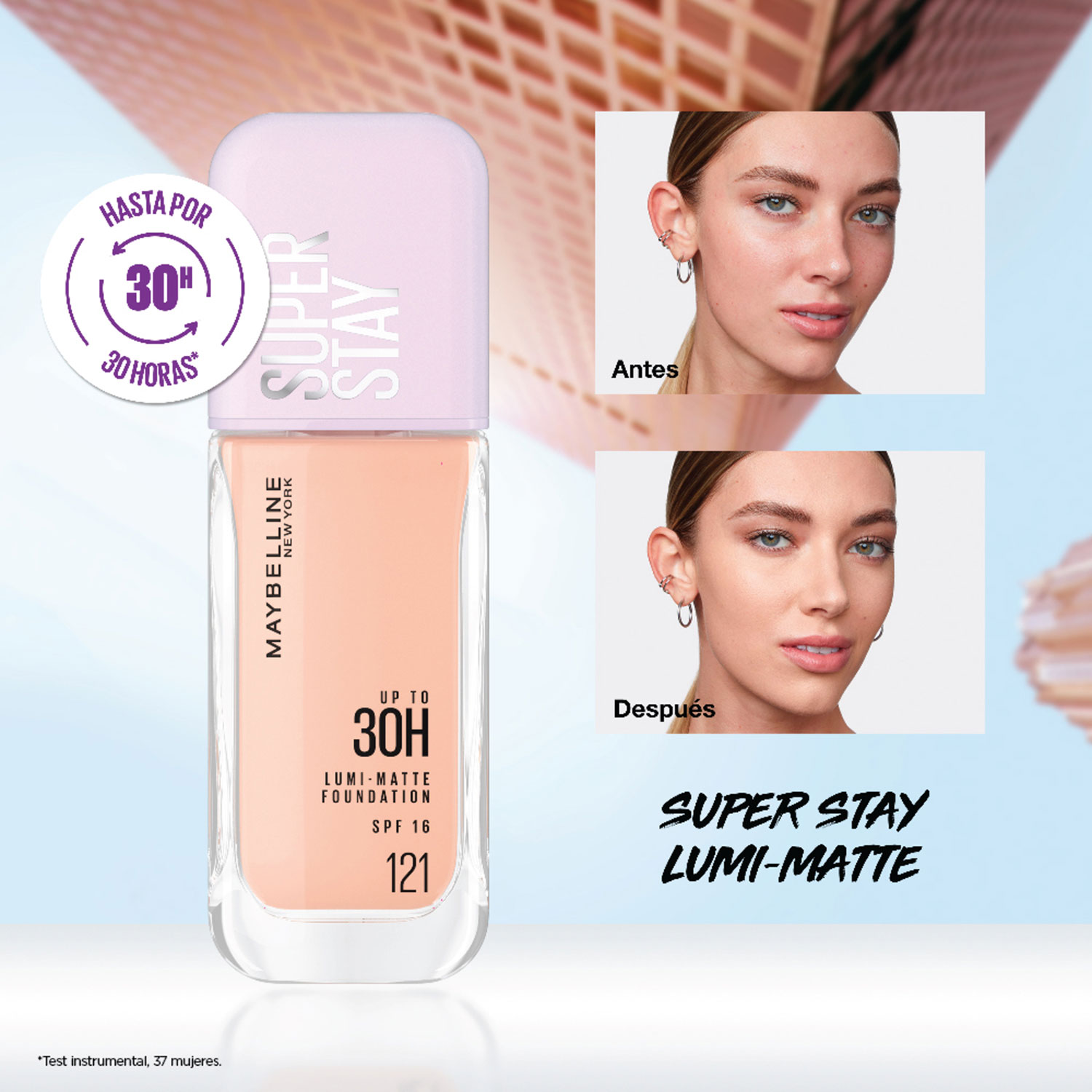 Base de maquilaje Líquida Maybelline Super Stay Lumi-Matte 250 FPS 16 X 35 Ml - Imagen 7