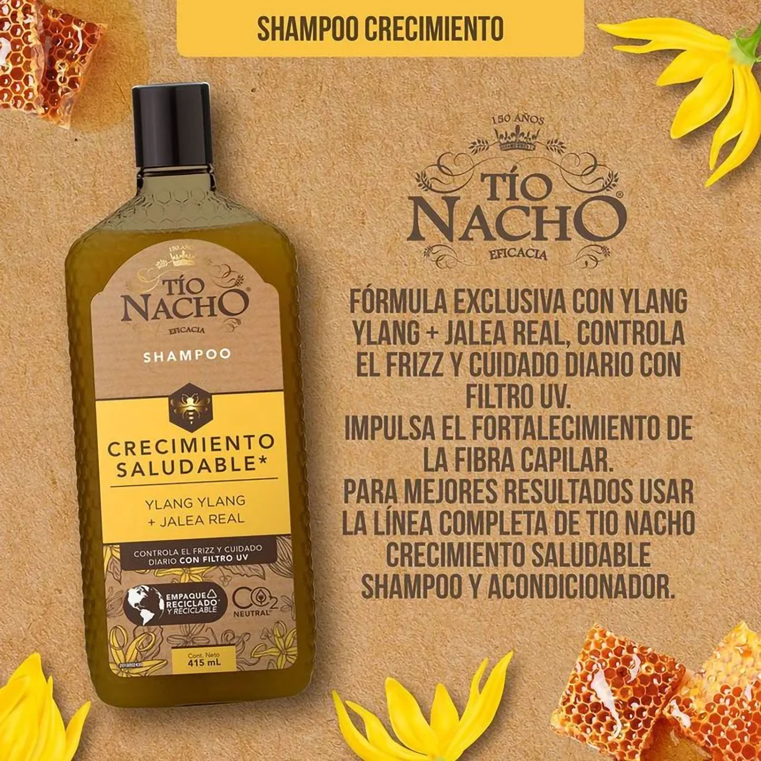 Shampoo Tio Nacho Crecimiento Saludable X 415 Ml - Imagen 4