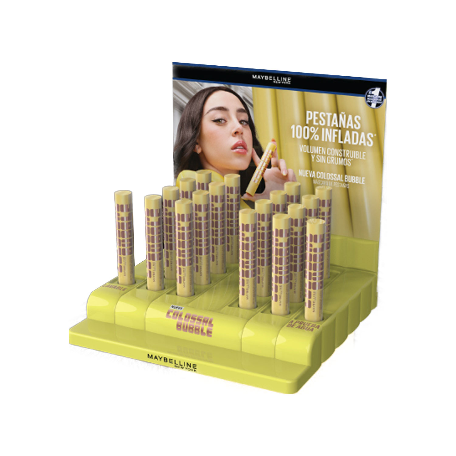 Exhibidor Máscaras de Pestañas Maybelline Colossal Bubble X 12 U