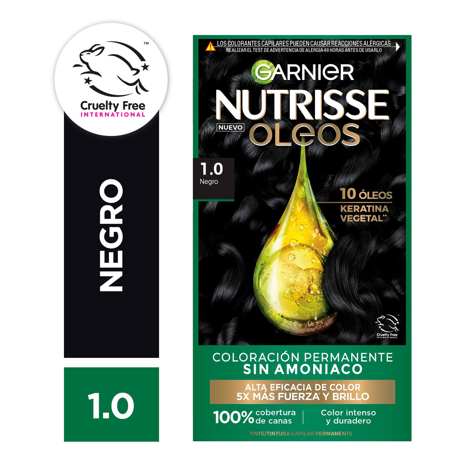 Tintura Permanente en Kit Nutrisse Oleos Sin Amoníaco 1,0 Negro X 1 U - Imagen 2