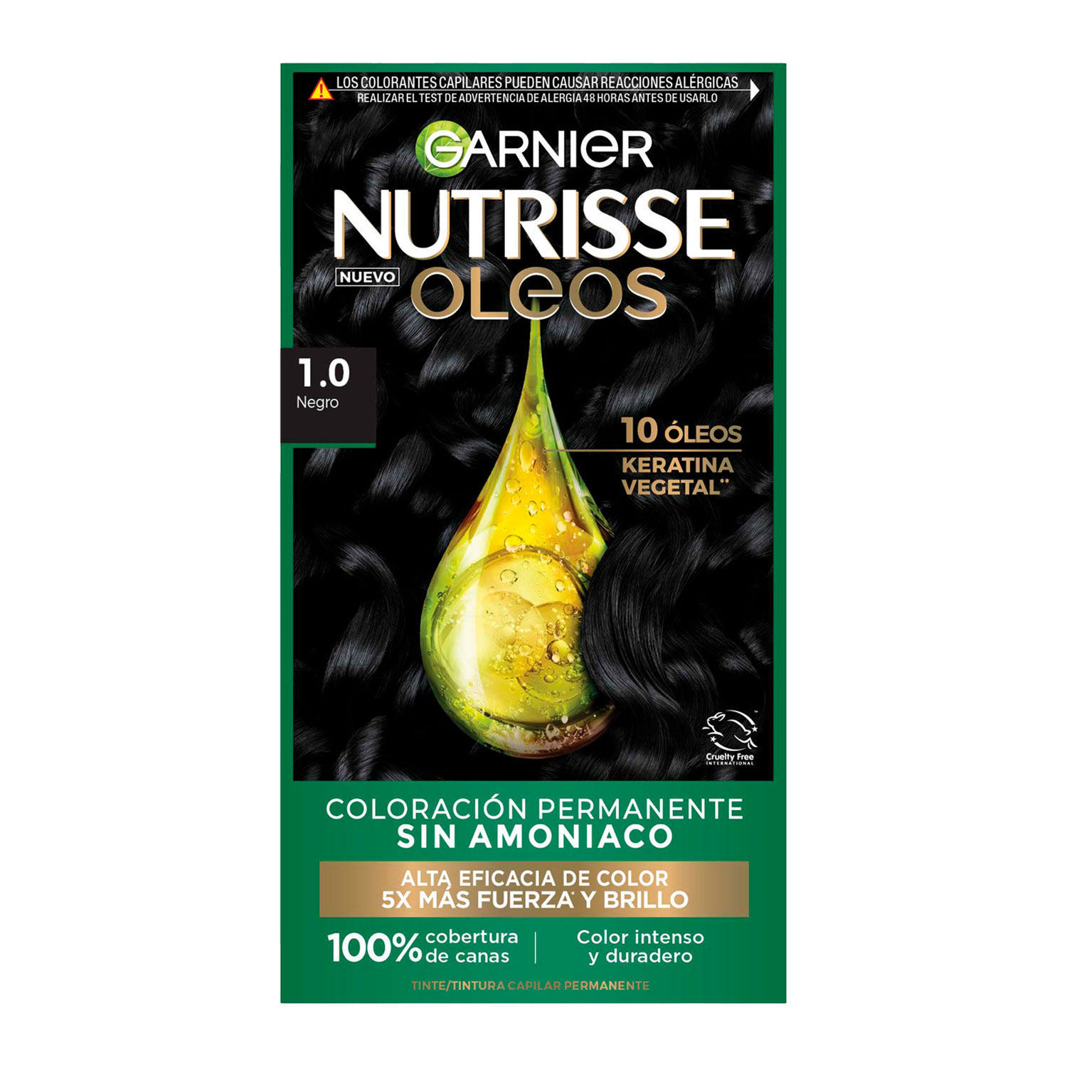 Tintura Permanente en Kit Nutrisse Oleos Sin Amoníaco 1,0 Negro X 1 U - Imagen 3