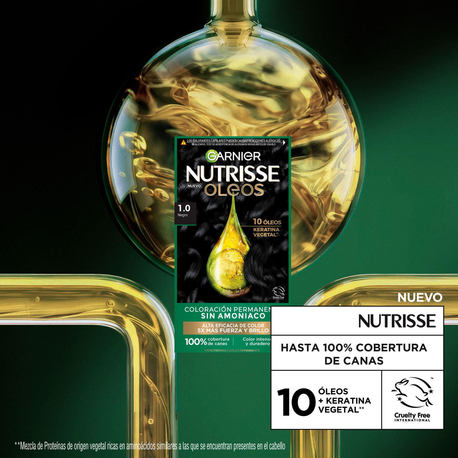 Tintura Permanente en Kit Nutrisse Oleos Sin Amoníaco 1,0 Negro X 1 U - Imagen 4