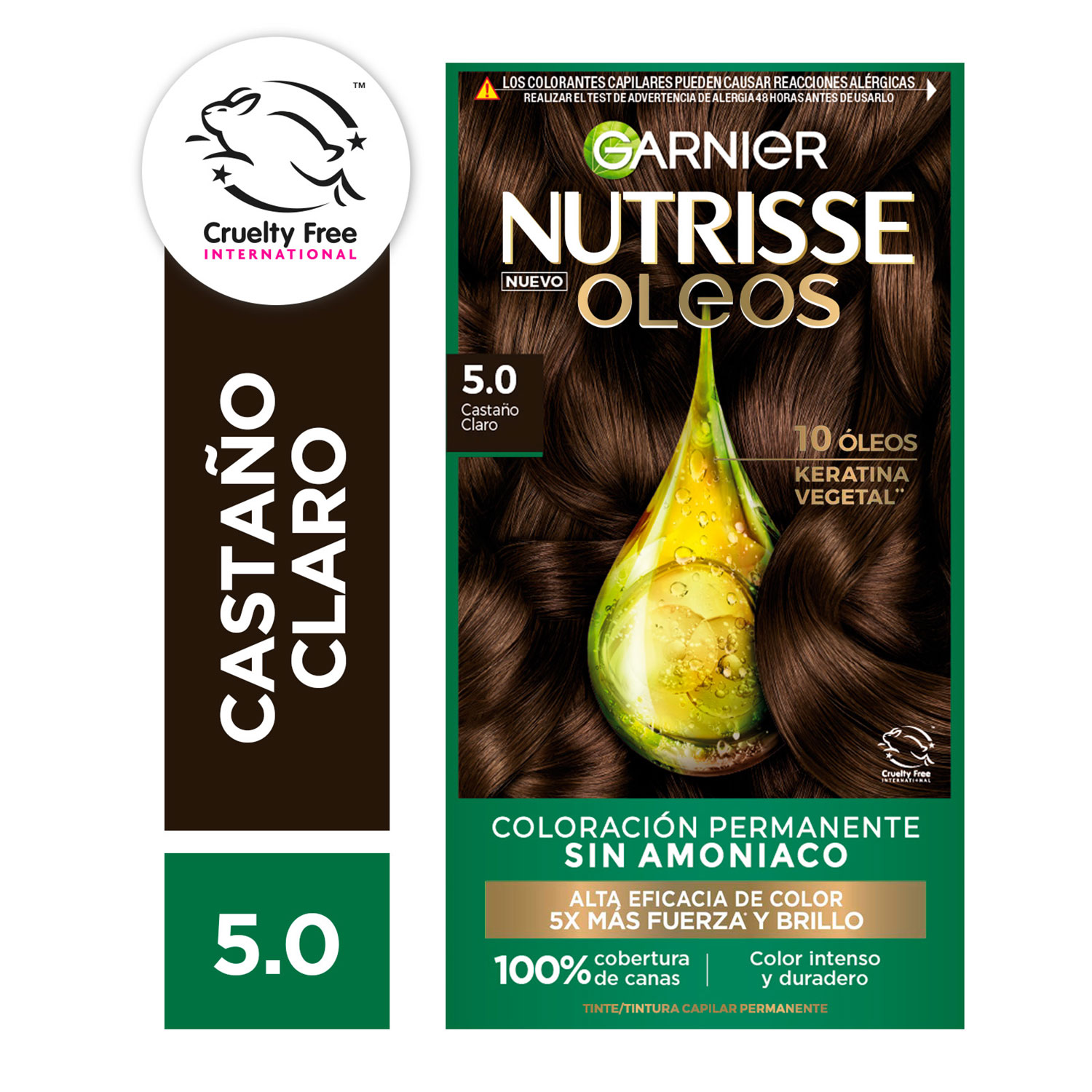 Tintura Permanente en Kit Nutrisse Oleos Sin Amoníaco 5,0 Castaño Claro X 1 U - Imagen 2