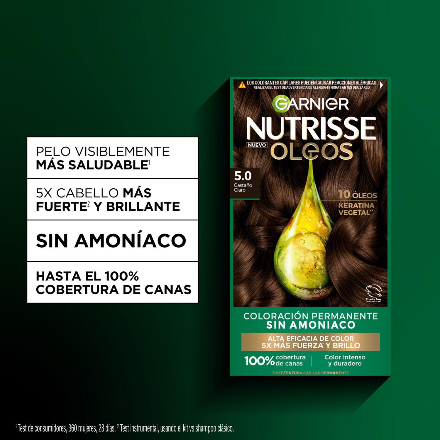 Tintura Permanente en Kit Nutrisse Oleos Sin Amoníaco 5,0 Castaño Claro X 1 U - Imagen 5