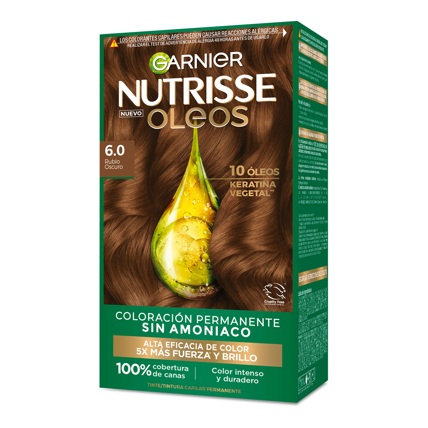 Tintura Permanente en Kit Nutrisse Oleos Sin Amoníaco 6,0 Rubio Oscuro X 1 U
