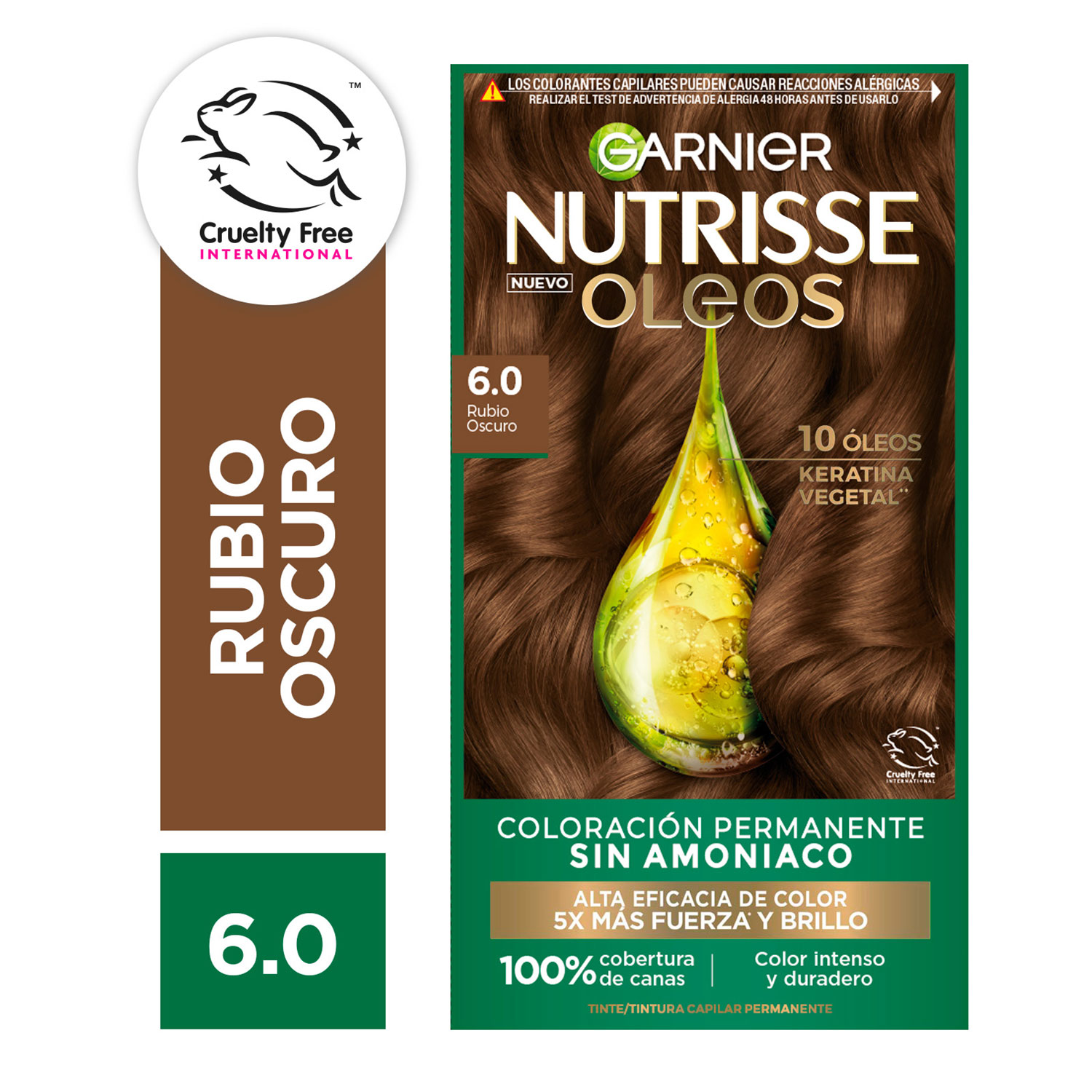 Tintura Permanente en Kit Nutrisse Oleos Sin Amoníaco 6,0 Rubio Oscuro X 1 U - Imagen 2