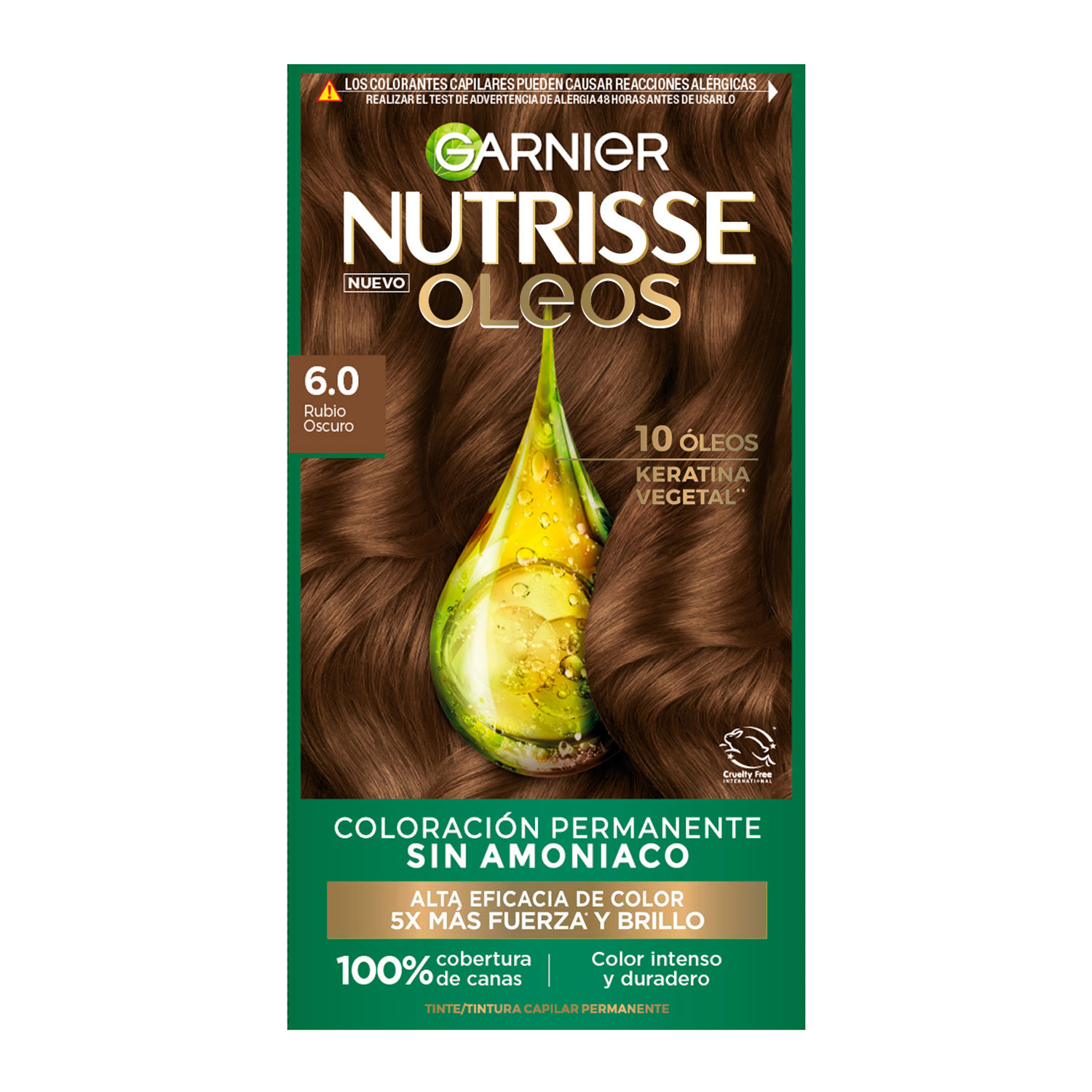 Tintura Permanente en Kit Nutrisse Oleos Sin Amoníaco 6,0 Rubio Oscuro X 1 U - Imagen 3