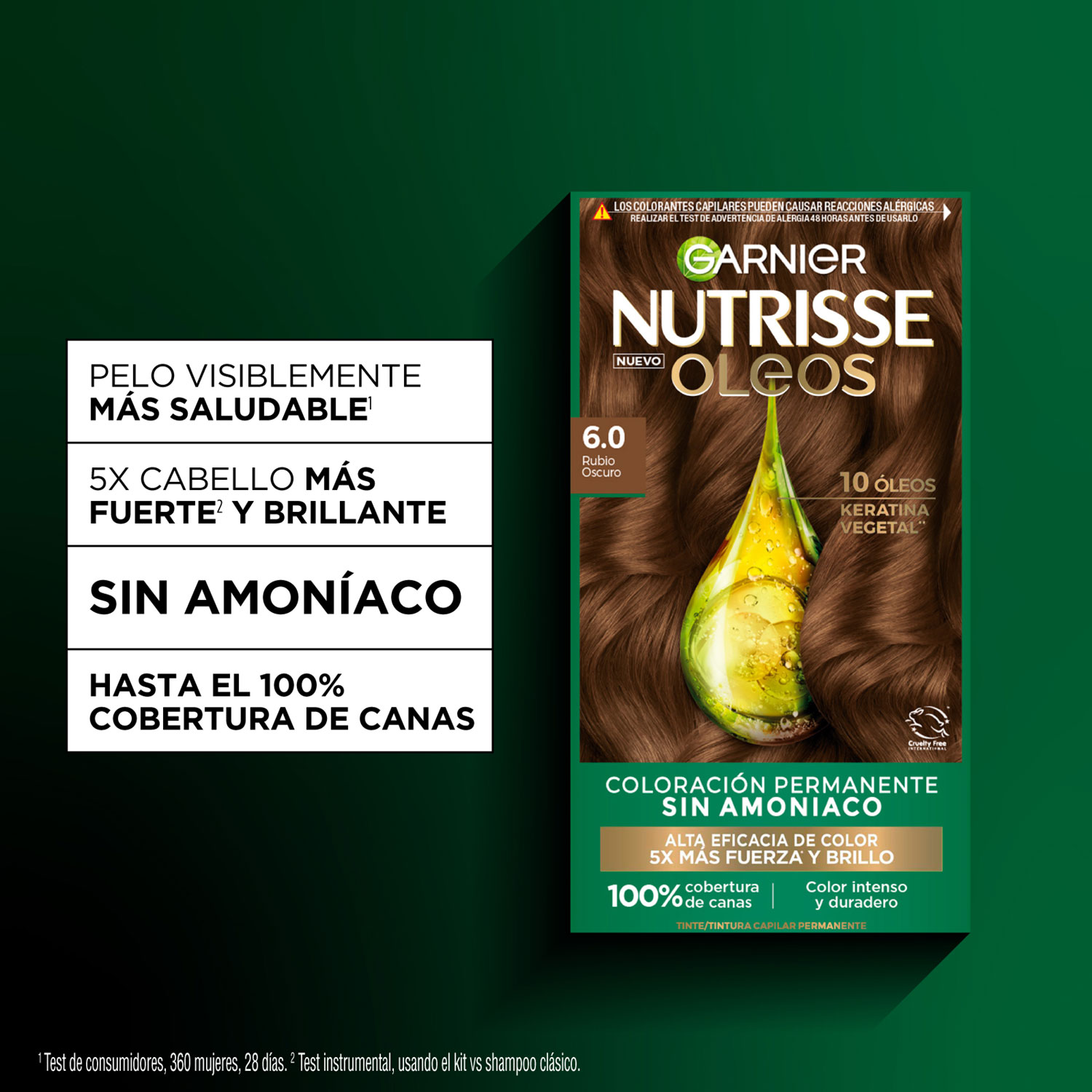 Tintura Permanente en Kit Nutrisse Oleos Sin Amoníaco 6,0 Rubio Oscuro X 1 U - Imagen 5