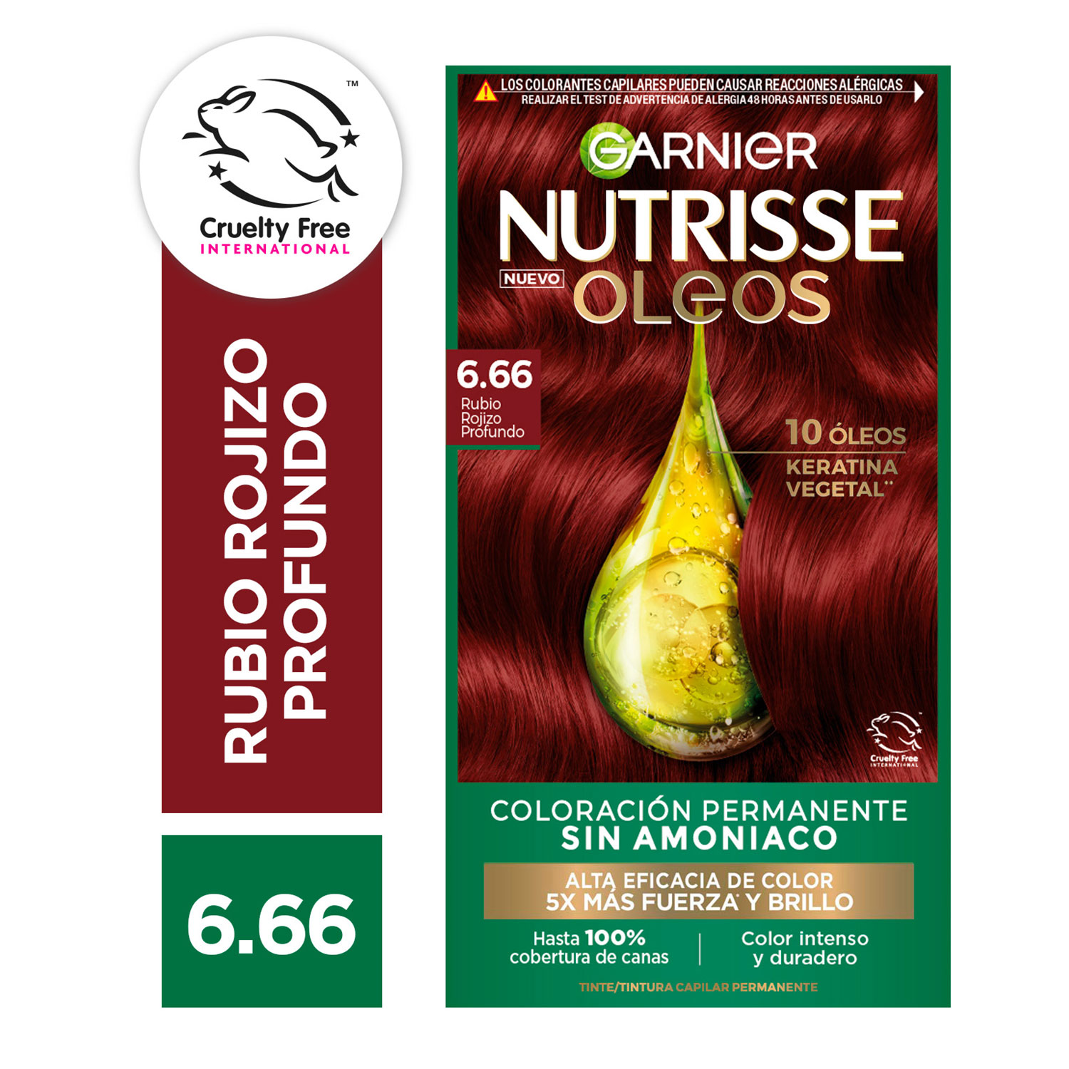 Tintura Permanente en Kit Nutrisse Oleos Sin Amoníaco 6,66 Rubio Rojizo X 1 U - Imagen 2