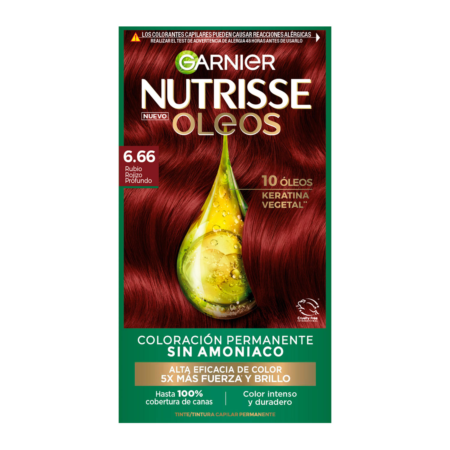 Tintura Permanente en Kit Nutrisse Oleos Sin Amoníaco 6,66 Rubio Rojizo X 1 U - Imagen 3