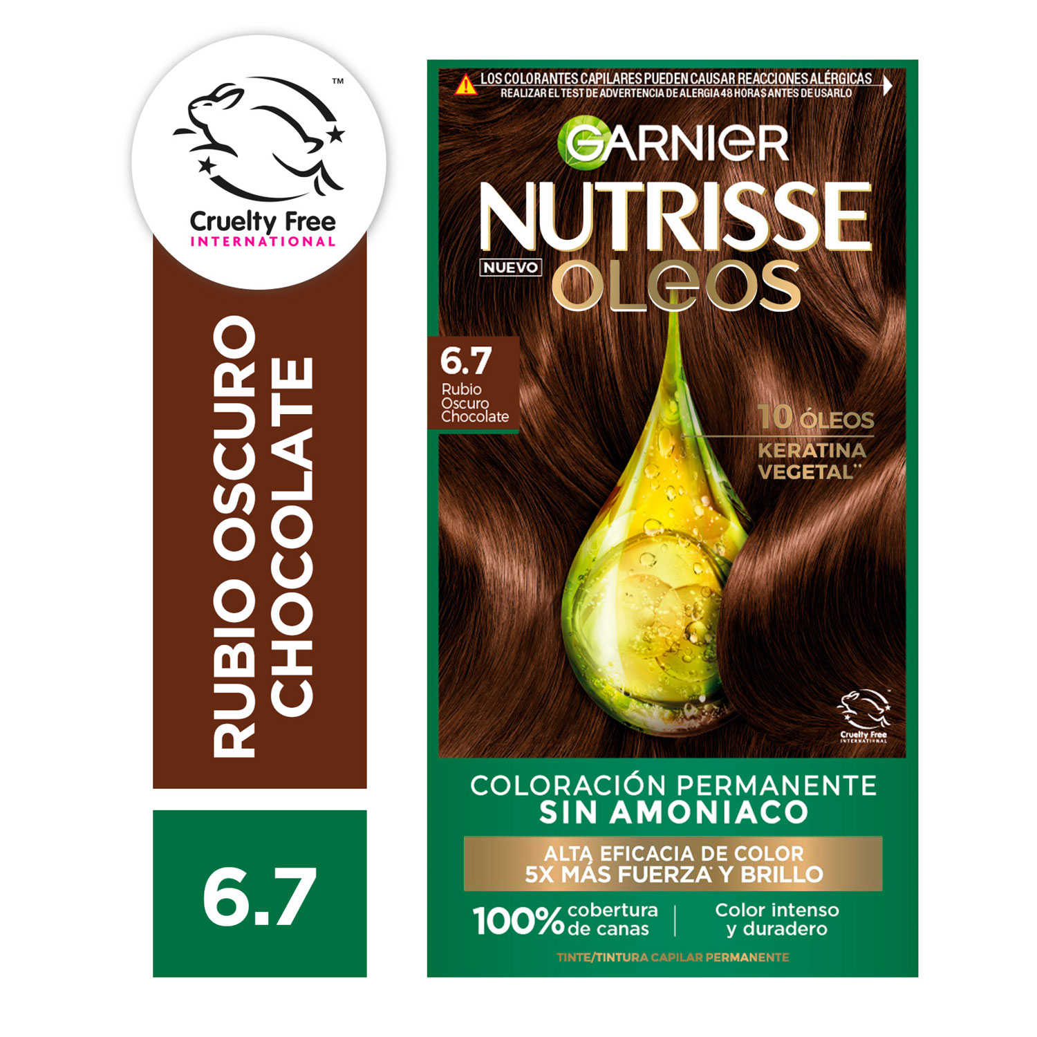 Tintura Permanente en Kit Nutrisse Oleos Sin Amoníaco 6,7 Rubio Oscuro X 1 U - Imagen 2