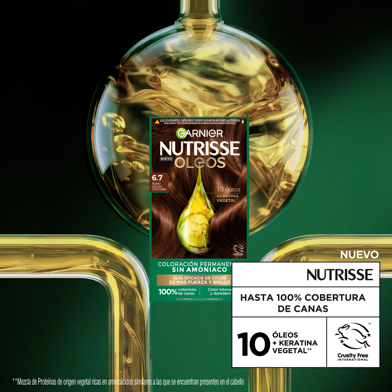 Tintura Permanente en Kit Nutrisse Oleos Sin Amoníaco 6,7 Rubio Oscuro X 1 U - Imagen 4