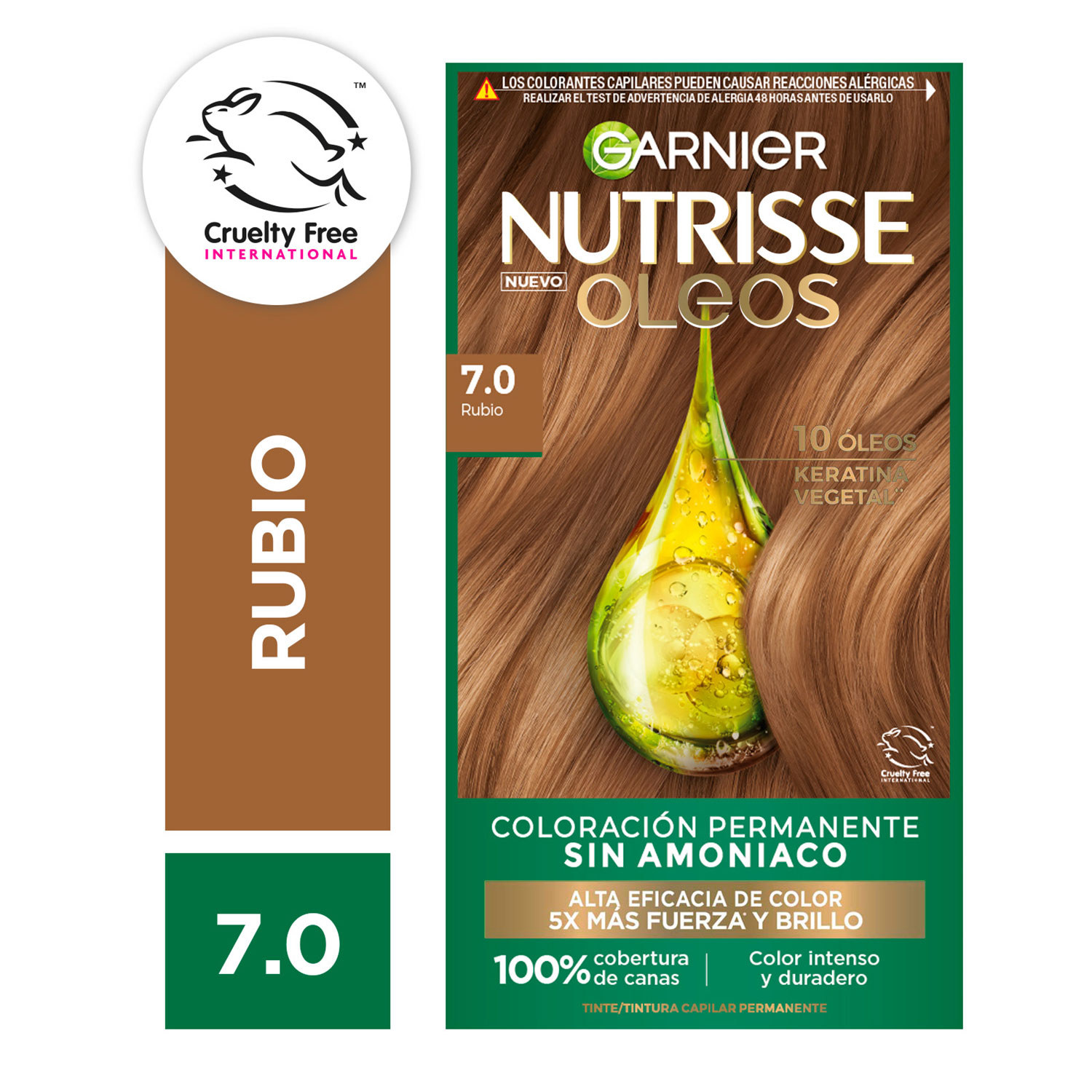 Tintura Permanente en Kit Nutrisse Oleos Sin Amoníaco 7,0 Rubio X 1 U - Imagen 2